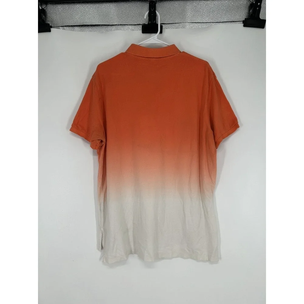 Polo Ralph Lauren Polo Shirt Mens XL Orange White Ombre Gradient Short Sleeve